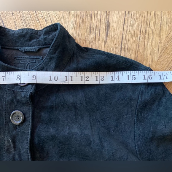 Tristan Black Suede Leather Button Down Jacket / Dress / Tunic / Shirt - Size L - Picture 10 of 12